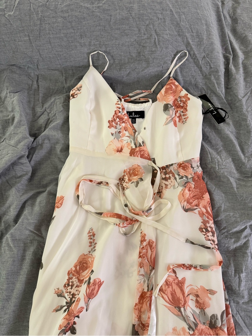 Elegantly Inclined Cream Floral Print Wrap Maxi Dress